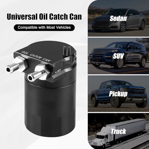 RULLINE 2PCS Universal 350ml Reservoir Tank Oil Catch Can Tank 0046 Aluminum Polish Baffled Reservoir with Bracket Black - color: 2PCS Black, size: Upgraded version with bracket