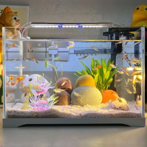WishLotus Fish Tank Coral Ornaments, Artificial Soft Silicone Aquarium Coral Decorations Colorful Lifelike Glowing Fish Tank Decorations Accessories for Aquarium Landscaping (Yellow) - color: Yellow