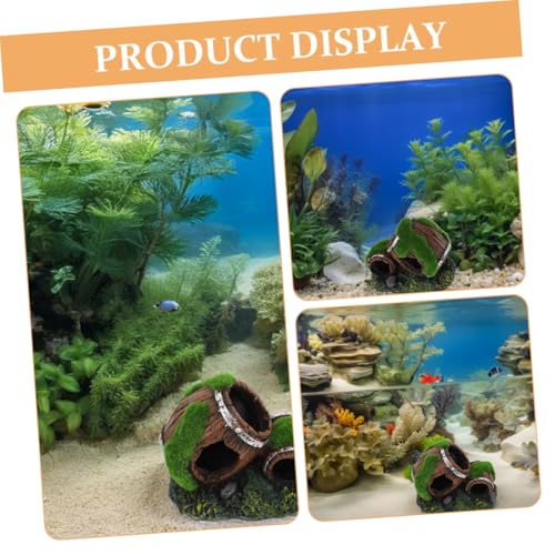 Toddmomy Fish Tank Landscape Decor Realistic Resin Barrel Aquarium Supplies Fish Decor Hideout Cave Ornament