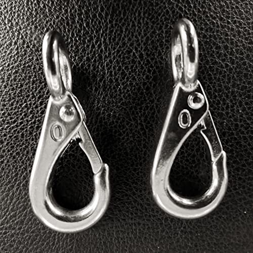 2/4Pcs Heavy Duty Stainless Steel 316 Spring Snap Hook Fixed Eye Clip Carabiner Marine Clip Dock Hardware Accessories - color: 2Pack, size: 0#