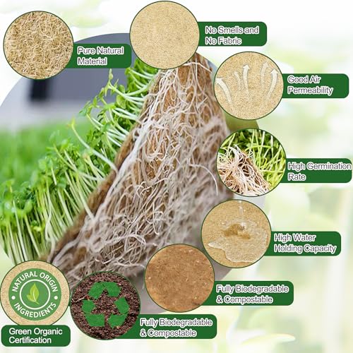 1Roll 10" X 236" Microgreen Growing Mat Hemp Fiber Grow Mats Microgreens Growing Kit Jute Hydroponic Pads Indoor Organic Production for Microgreen Starter Tray Wheatgrass Sprouts - size: 1 Roll 10" X 236"