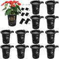 Lawei 12 Pack Aquarium Plant Holder with 3 Size Extension Hooks and Suction Cups, Large Hanging Aquarium Plant Holder, Aquatic Planter Cups Pots for Fish Tank Cultivation and Aquascape Decorations