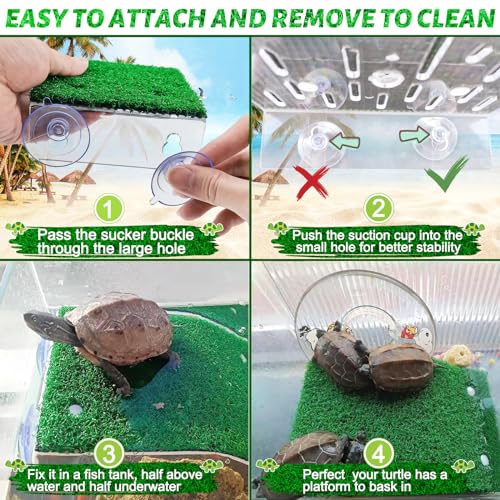 Keedolla Small Turtle Basking Platform Simulation Grass Turtle Ramp, Turtle Resting Basking Dock Floating Décor for Aquatic Turttle Reptile Frog Terrapin