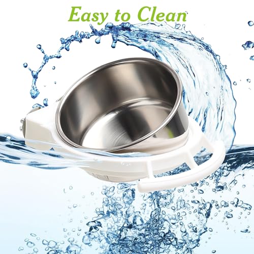 BNOSDM Hanging Stainless Steel Bird Bowls 4 PCS Bird Feeding Dish Cups with Perch Stand Parrot Food Container Food and Water Bowls with Spoon for Budgie Cockatoo Finch Lovebirds Pigeons (White) - color: 4 Pcs White