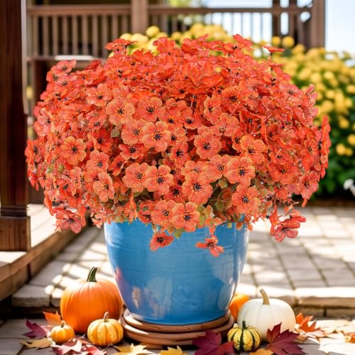 Artificial Flowers for Outdoor,Silk Flowers No Fade Fake Plastic Flowers UV Resistant Faux Plants for Outdoors Outside Front Porch Hanging Planter Window Box Garden Home Decoration,13 Bundles(Orange) - color: Orange1, size: Artificial Flowers(13 Pcs)