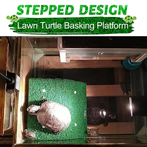 Keedolla Small Turtle Basking Platform Simulation Grass Turtle Ramp, Turtle Resting Basking Dock Floating Décor for Aquatic Turttle Reptile Frog Terrapin