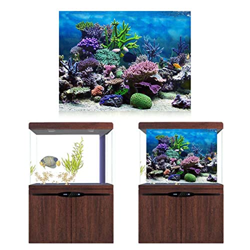 Keenso Fish Background, Beautiful PVC Adhesive 3D Effect Underwater Backdrop Poster Aquarium Wallpaper Sticker Image Decor New(122 * 61cm) - size: 122*61cm