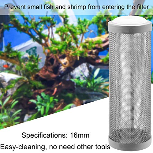 16mm Stainless Steel Aquarium Mesh Net Filter Guard Fish Shrimp Inflow Inlet Basket for Aquarium Percolator with Fish Prefilter Intake Sponge Cover - size: 16mm