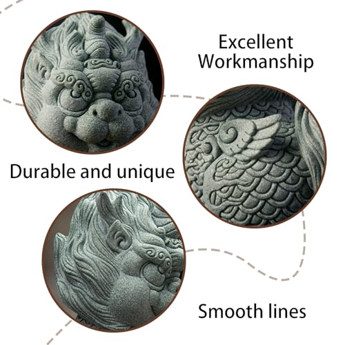 Feng Shui Ornaments Fish Tank Foo Dogs Bonsai Aquarium Fish Tank Statue Asian Oriental Aquarium Statues Qi Lin Figurines for Garden Fish Tank Bonsai Decoration Desktop Attract Wealth and Luck (S)