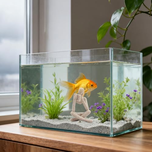 Oooct Sandstone Thinker Statue Aquarium Ornament, Small Fish Tank Decor for Freshwater & Saltwater, Abstract Aesthetic Aquarium Decoration for Tank, Pond & Terrarium - 3.1 x 2.8 x 4.9 Inch - color: Reading Statue B