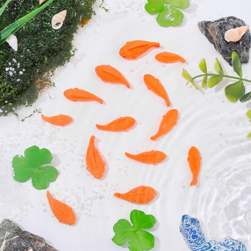 CREATCABIN 36Pcs 3 Styles Miniature Resin Fish Small Fish Figurines Dark Orange Mini Sea Ocean Marine Animal Tank Decorative Figure Statues Ornaments for Home Office Desktop Tank Aquarium DIY Decor