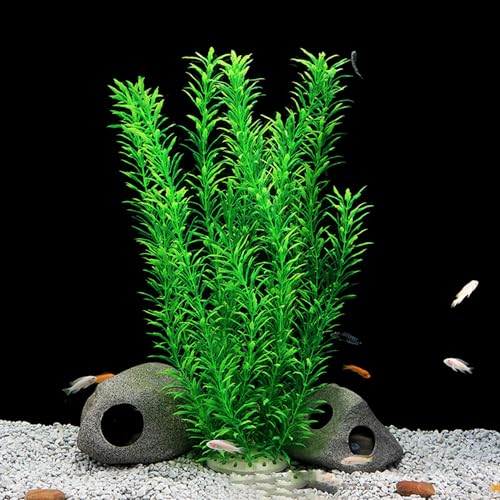 DSkoiph 2 pcs Aquarium Decor Plastic Plants Extra Large 21 Inches Artificial Fish Tank Plants Tall Fish Tank Decorations Artificial Green Water Plants (Green) - color: Green