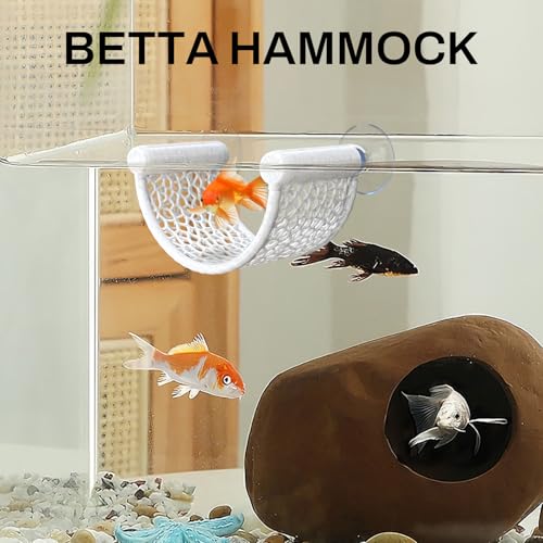 Betta Fish Hammock, White Floating Resting Leaf with Suction Cup - Aquarium Perch Ledge for Bettas, Shrimp, and Nano Fish - Minimalist Tank Decor & Accessory (White) - color: White