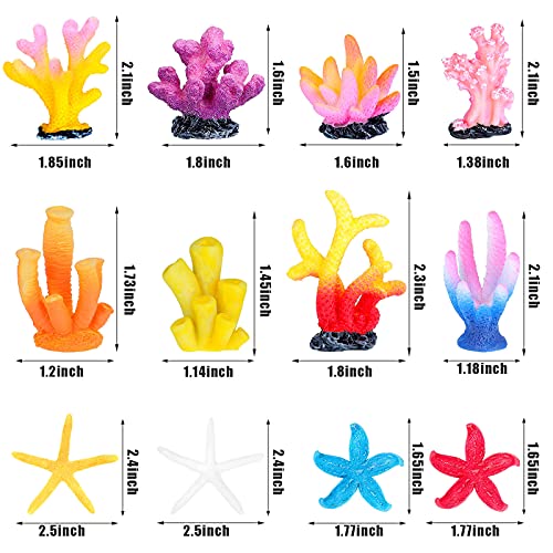 Mimorou 12 Pieces Fake Coral Plant Aquarium Decorations Fish Tank Ornament Decor Artificial Polyresin Colorful Coral Reef Decoration Accessories for Betta Fish Tank Aquarium Landscape(Lovely Style)