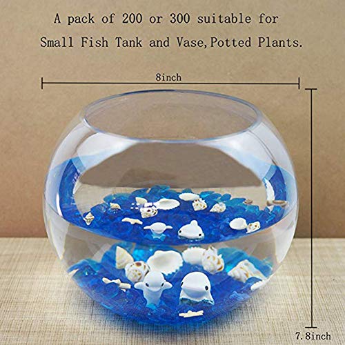 OMEM Aquarium Stone Decorations,Big Blue Glass Crystal Stone, Fish Tank Gravel Decorations,Fantasy Fish Tank(A Pack of 200, Blue) - color: Blue, size: A Pack of 200