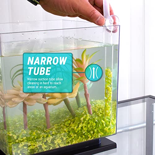 TERA PUMP 2PK Nano Aquarium Gravel Cleaner (1 GPM) BPA-Free, Built-in Filter & Suction Cup, Ideal for 10 Gallon Aquariums or less - size: Nano (2PK)