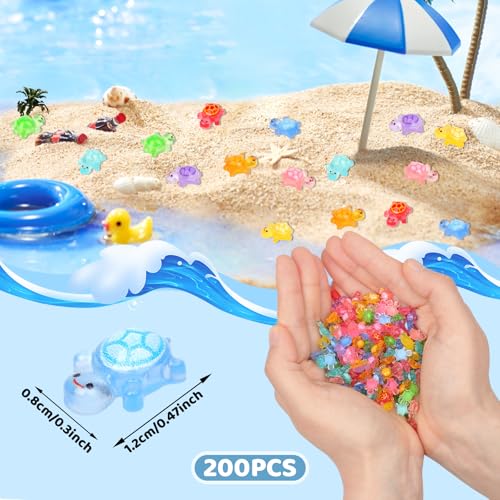 200pcs Mini Resin Turtles Luminous Tiny Turtle for Crafts Dollhouse Miniatures Mini Resin Things Animals for Fairy Garden Micro Landscaping Decoration Home Decor, 10 Colors(0.31 * 0.47inch，Medium) - color: 200pcs Mini Resin Turtles( 0.31 * 0.47inch)