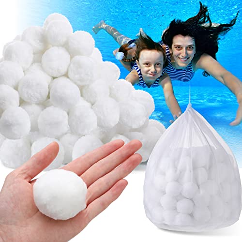 Zubebe Pool Filter Media Balls Fiber Filter Media for Swimming Pool Sand Filters and Bath Center Bathtubs Spas Aquarium and Grime Cleaning Scum (7.7 lbs, White) - color: White