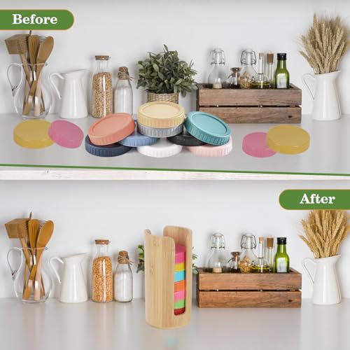 2 PCS Mason Jar Lid Organizer Vertical Mason Jar Lid Storage Bamboo Tumbler Lid Holder Cup Lid Organizer Suitable for Mason Lids/Canning Lids/Bamboo Lids Mason Jar Accessories (2 Regular) - size: 2 Regular