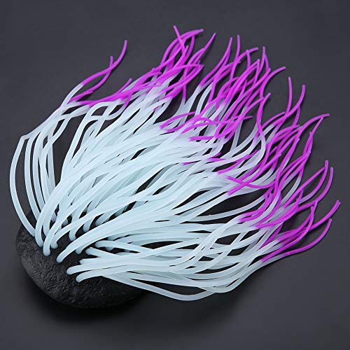 AYNEFY Simulation Artificial Silicone Sea Anemone Decor,Aquarium Luminous Ornament Fluorescent Sea Anemone Decoration for Fish Aquarium Landscaping Decor - color: Purple