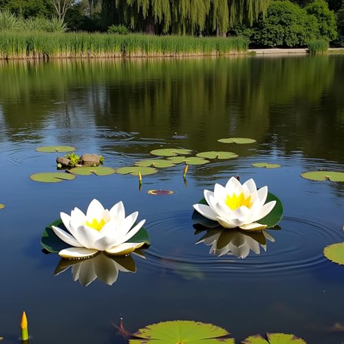 4 Pcs Artificial Water Lily Foam Lotus Flower Pond Decor for Pond Patio Garden Pool Garden Creative Accessories Artificial Plants and Flowers