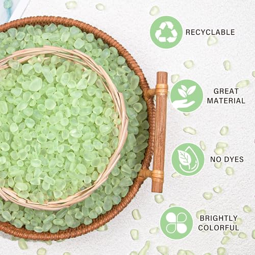 QEQEKAKA Sea Glass Stones for Crafts About 1LB (405g/14.28oz) Glass Pebbles Gemstones Bulk for Beaching Wedding DIY Decoration Aquarium Turtle Tank Vase Filler - color: Fluorescent Green, size: 1LB (405g/14.28oz)