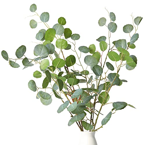 Melorca&Guilla Artificial Plants,6PCS 43.3" Faux Eucalyptus Stems Faux Branches for Vase,Greenery Stems for Shop Garden Office Home Décor - color: Green Blue Eucalyptus