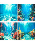 4 Pack Aquarium Background Polyester 11.8 x 11.8 Inch Cloth Fish Tank Background Undersea Corals Sunshines Rock Aquatic Plants Wallpaper with Double-Sided Tape - size: 11.8 x 11.8 Inch