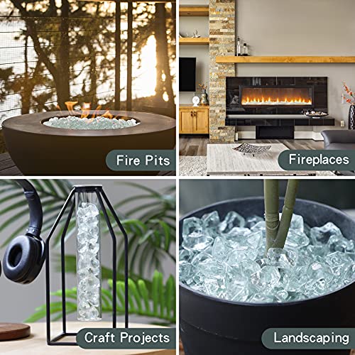 Onlyfire 1/2-Inch Polygon Fire Glass, 10 Pound Pack Glass Rock for Fireplace Fire Pit & Lanscaping, High Luster Crystal - color: Crystal, size: 1/2 inch