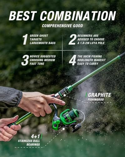 Ghosthorn Fishing Rod and Reel Combo Graphite Telescoping Fishing Pole Portable Travel Kit with Carrier Bag for Freshwater Saltwater - size: 7 ft, style: Fishing Rod+reel(no Lures&line)