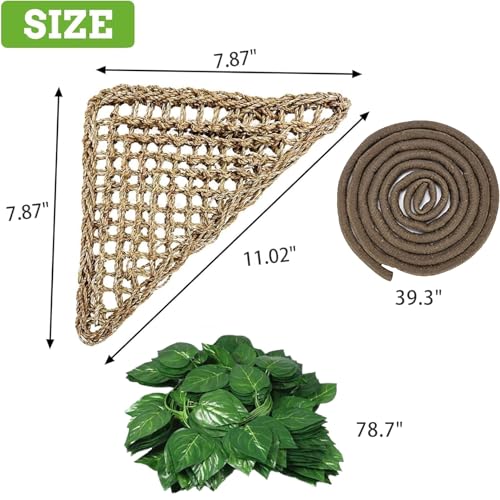 PINVNBY Bearded Dragon Hammock, Bearded Dragon Tank Accessories, Jungle Climber Vines Flexible Reptile Terrarium Leaves with Suction Cups Habitat Decor for Chameleon, Lizards, Gecko, Snakes（3 PCS） - color: 3 PCS