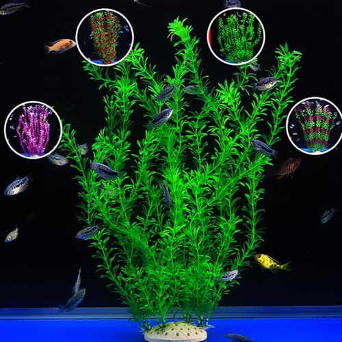 DSkoiph 2 pcs Aquarium Decor Plastic Plants Extra Large 21 Inches Artificial Fish Tank Plants Tall Fish Tank Decorations Artificial Green Water Plants (Green) - color: Green