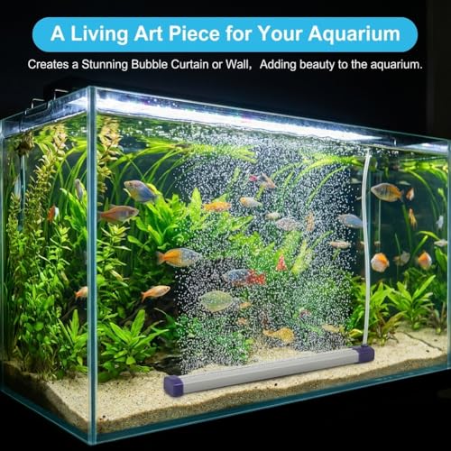 9.8 Inch Aquarium Bubble Strip, Bubble Curtain Wall Aquarium Air Stone Kit, Quiet Oxygen Diffuser, Fish Tank Bubbler Decorations for Freshwater Saltwater - size: 9.8 Inch