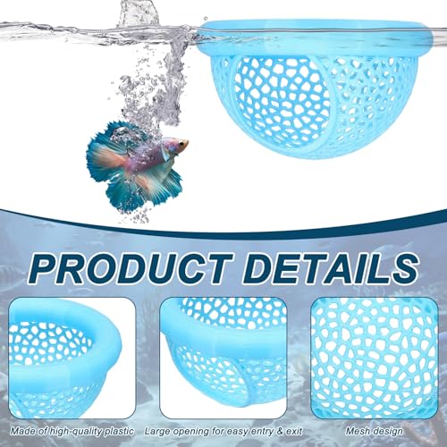 2Pcs Floating Betta Hammock Shrimp Shelter Betta Shrimp Feeder 3D Printed Fish Tank Accessories (S/L, Blue) for Small Aquarium Safe Rest - color: Blue