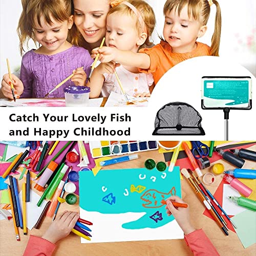 Fish Net for Fish Tank, Fine Mesh Aquarium Net with 9-24 Inch Stainless Steel Long Handle, Extendable Fishing Tank Net for Fish Shrimp Tank, Pond, Creek (4 inch) - size: 4 inch