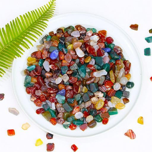YATOJUZI Colorful Agate Aquarium Gravel Rocks Mix-color Bulk Wholesale Tumbled Crystals Stones Chips Crushed Reiki Energy Balancing Gemstones Planter Vase Filler Fountain Fish Tank Potted Decor 0.44LB - color: Colorful Agate, size: 0.44 Pound