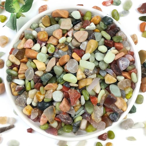 YISZM 2LB Succulent and Cactus Colorful Pebbles, 3/8 Inch Pebbles for Indoor Plants, Natural Decorative Polished River Rocks for Vases, Planters and Outdoor Gardening - color: Colorful, size: 2 Pounds