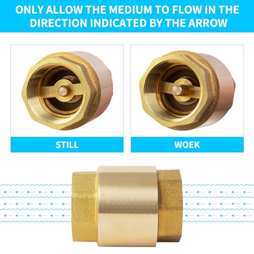 ChillWaves Brass In-Line Spring Check Valve DN25 1" Female Thread, One-Way Non-return Vertical Check Valve for Backflow Prevention(1-PACK) - size: 1" Female x 1" Female(DN25), style: PACK OF 1