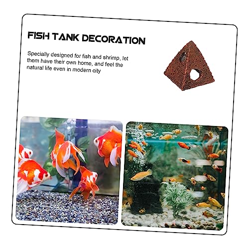 STOBOK Aquarium Decor Castle Fish Tank Decoration Stands Egyptian Pyramid Rockery Hiding Cave Tree House Hideout Hut for Reptile Shrimp Terrarium 11. 2x11x12. 5cm