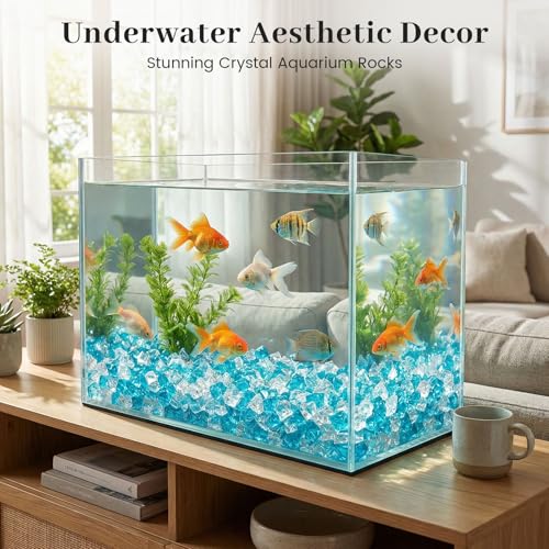 DomeStar 150PCS Fake Ice, Vase Filler Mixed Blue and Clear Fake Ice, Acrylic Crystals Aquarium Rocks Small Stones for Fish Tank Home Table Scatter Decoration