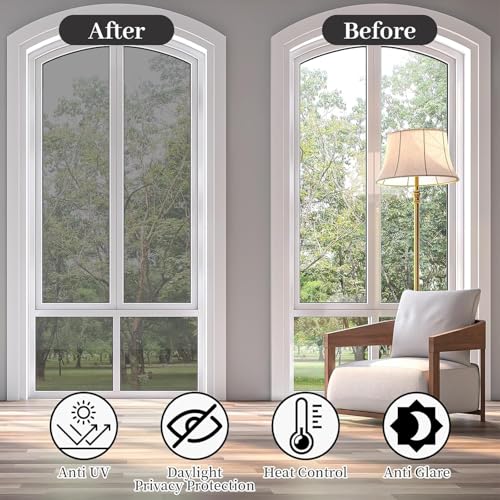 Niviy One Way Window Privacy Film See Out Not in 23.6 x 78.7 Inch Window Tint for Home Heat Blocking Anti UV Glass Door Mirror Film, Silver - color: Silver, size: 23.6" x 78‘’