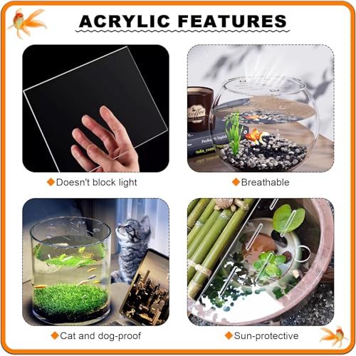 Round Acrylic Plate Fish Tank Cover, Clear Acrylic 12/14/16/20/24/28/30/39 Inch Aquarium Anti Jump Lid, with Pre-Cut Holes & Hinge(15.7"/40cm) - size: 15.7"/40cm
