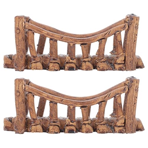 SHINEOFI 2pcs Mini Aquarium Bridge Decor – Ceramic Fish Tank Bridge Accessories, Small 3-inch Japanese Style Ornamental Statues for Fairy Garden and Aquarium Landscaping