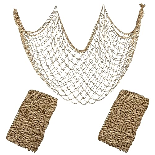 2 Pack Fish Net Decorations for Party - color: Caramel