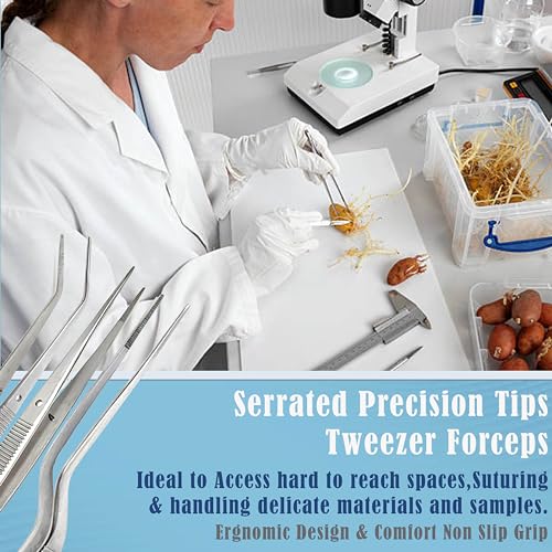 Lab Tweezers High Precision Forceps, 6" (15.2 cm), Fine Strong Point tweezers, Stainless Steel (6" Set of 3pcs) - size: 6" Set of 3pcs