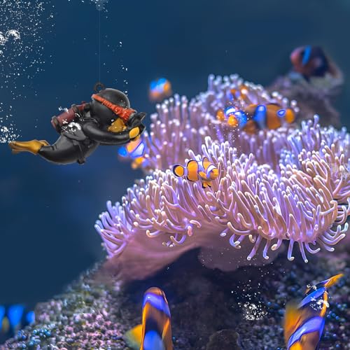 onesimcr Floating Fish Tank Decorations, Aquarium Decorations, Lovely Diver Fish Tank Decorations, Floating Device Fish Tank Accessories，Suitable for All Kinds of Fish Tanks(Black)… - color: Black