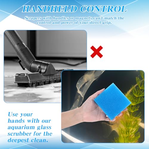 6PCS Aquarium Glass Cleaner Sponge, Non-Scratch Fish Tank Cleaning Sponge Fish Tank Walls Cleaner Tools for Aquarium Glasses 3.2×3.2×1 in