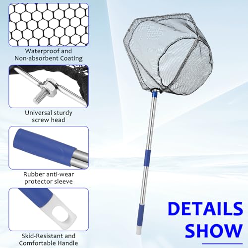 NigWarm Fishing Net with Handle, with 85" Adjustable Extra Long Handle Fishing Net- Landing Net for Steelhead, Salmon, Bass & More Ideal for Kayak/Fly/Catfish Trout Fishing, Fishing Gear Gifts for Men