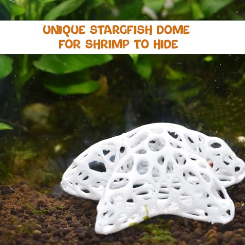 Decorative Starfish Aquarium Hideout, White Lattice Design Shrimp Shelter, Fish Tank Ornament - color: White