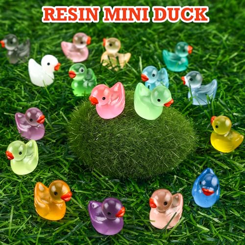 Tmtains Slime Charms Kawaii Resin Charms 3D Cute Nail Charm Mini Flatback Luminous Animal Charm Bulk Resin Jewelry Making Turtle Embellishments Supplies for Cell Phone Scrapbooking DIY Crafts - color: Db Glow in Dark Mini Ducks